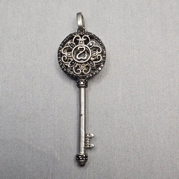 Jane Seymour Jewelry - VTG Jane Seymour Open Hearts Sterling Silver Diamond Key Pendant 2.25" JWBR